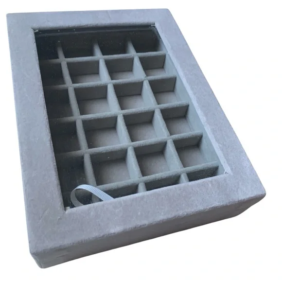 Gray Jewelry Organizer Ring Earring Jewelry Box 24 compartments - Picture 4 of 7